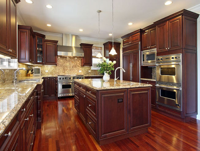 cherry cabinets with granite tops